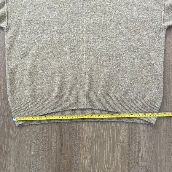 Vince Camuto Sweater Women Medium Tan Latte Heather Crewneck Knit Center Seam - Picture 9 of 12